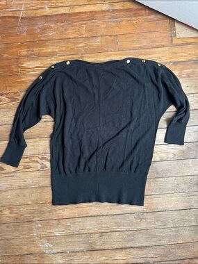Black Button-Shoulder Women's Sweater